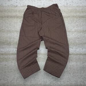 True Vintage 70s Dress Pants Womens 14 Plaid Brown Orange Green Pleated